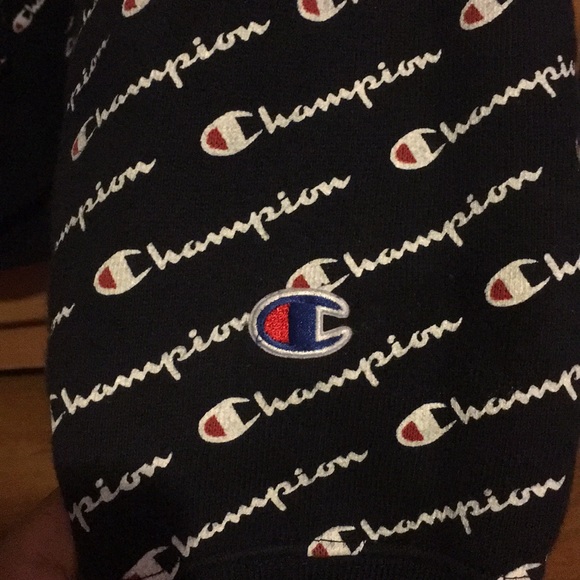 Champion All Over Print Navy Hoodie - Picture 3 of 4